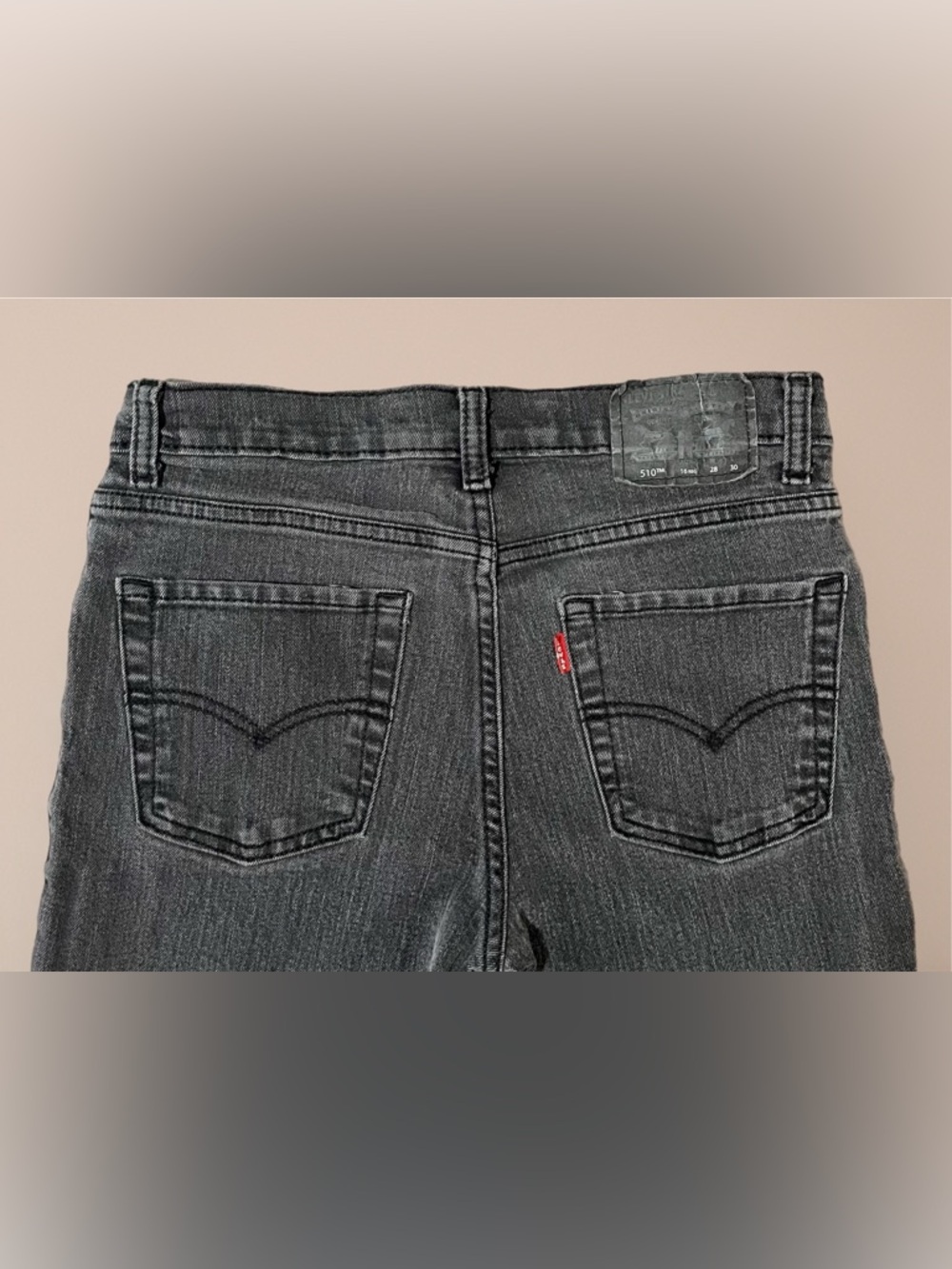 🌚 Levi’s Big Kid Boys’ Skinny Fit Jeans in Black Wash~Sz 16 Reg~Low Rise~28X30 - Picture 6 of 12